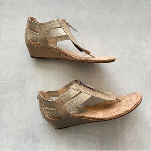 Donald J Pliner Dori metallic gold demi-wedge sandal